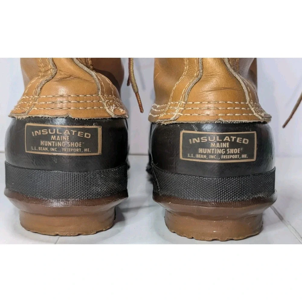 Vtg 1980s LL Bean Maine Hunting Shoe Duck Boots 10in 10-Eyelet Brown Mens 10M